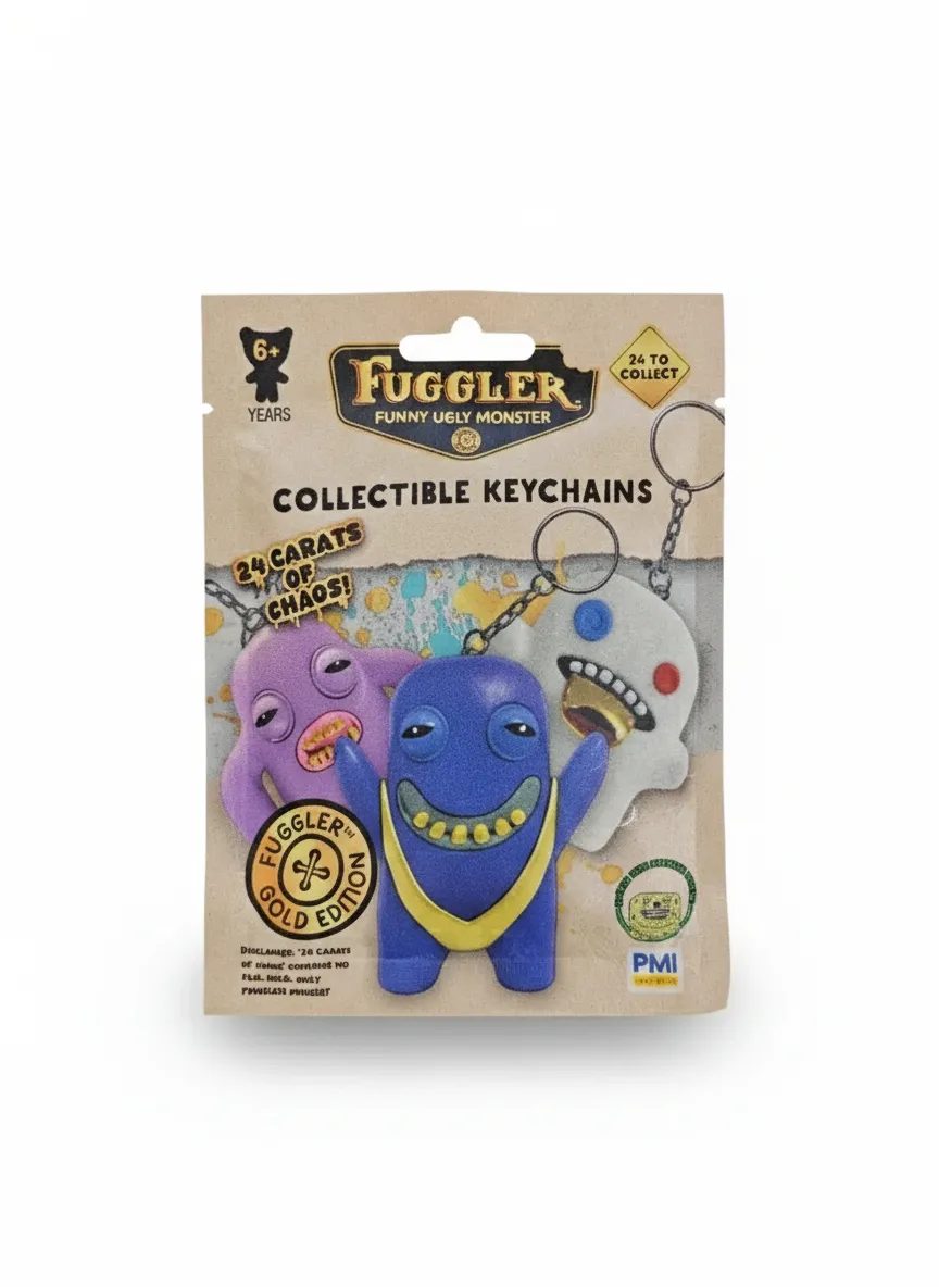 FUGGLER 搞怪醜萌怪獸收藏鑰匙圈 黃金版